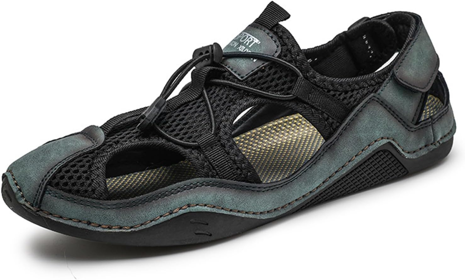 

Мужские летние сандалии NEUUGO с дышащей сеткой, закрытым носком, водонепроницаемые и противоскользящие, для отдыха на пляже и комфортных путешествий, зеленый