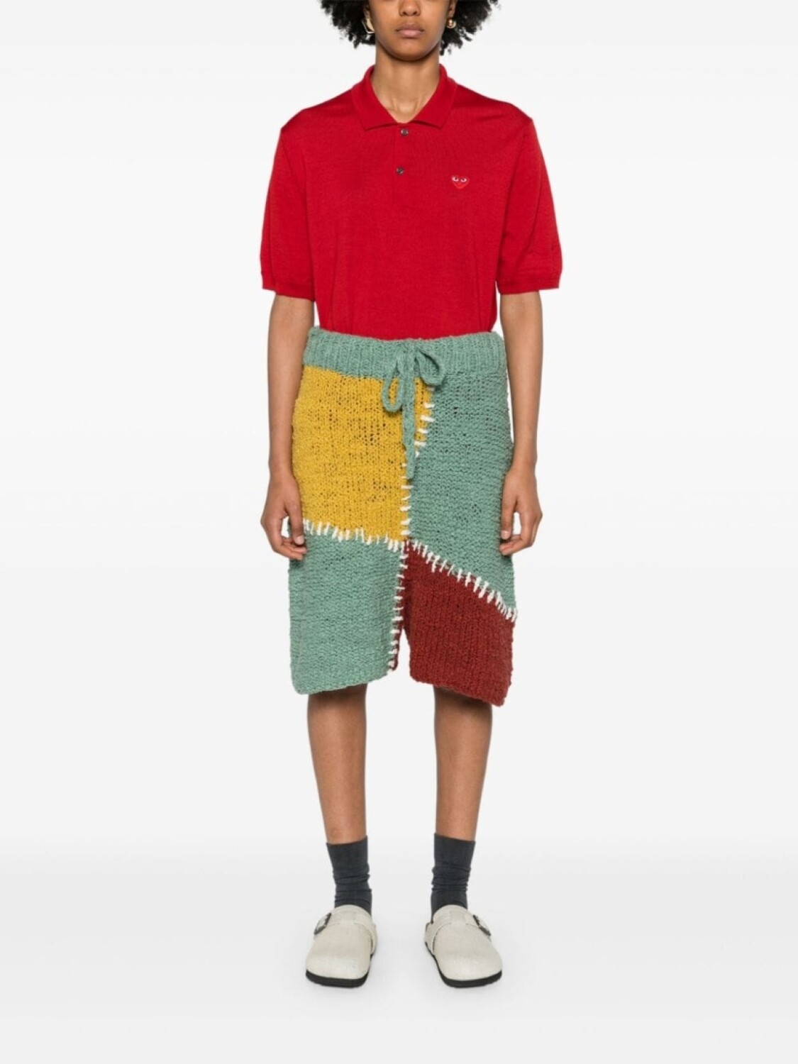 Comme Des Garçons Play шерстяная рубашка поло с нашивкой, красный — фото 2