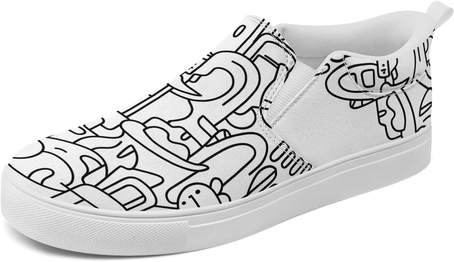 

Мужские модные холщовые кеды, женские слипоны, удобные в носке, дышащие, легкие, стильные кроссовки с графическим принтом, повседневная обувь Awsole, белый/черный