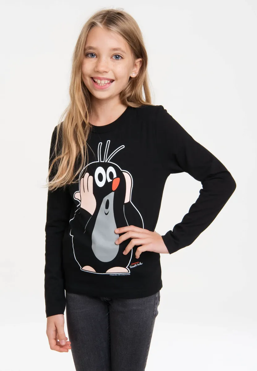 Рубашка LOGOSHIRT с длинными рукавами "Крот", с лицензионным принтом, черный — фото 2