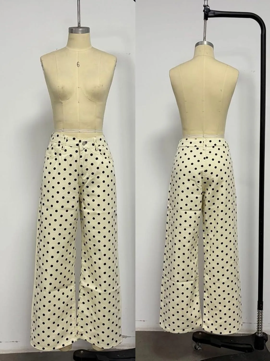 Женские джинсы в горошек Vintage Mid Rise Baggy Wide Leg с карманами — фото 4