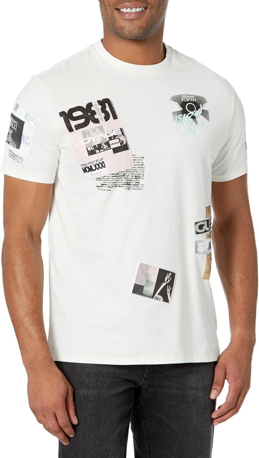 

Мужская футболка GUESS с коротким рукавом и принтом «Космический коллаж», Salt White, Белый, Мужская футболка GUESS с коротким рукавом и принтом «Космический коллаж», Salt White