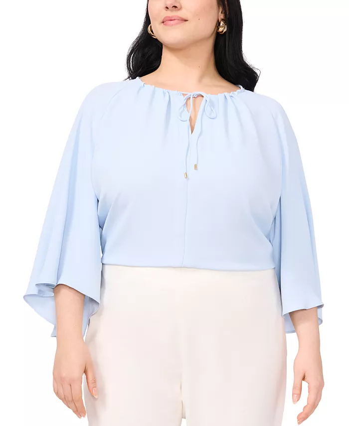

Блузка Plus Size с разрезом на горловине и рукавом 3/4 «ангел» Vince Camuto, черный