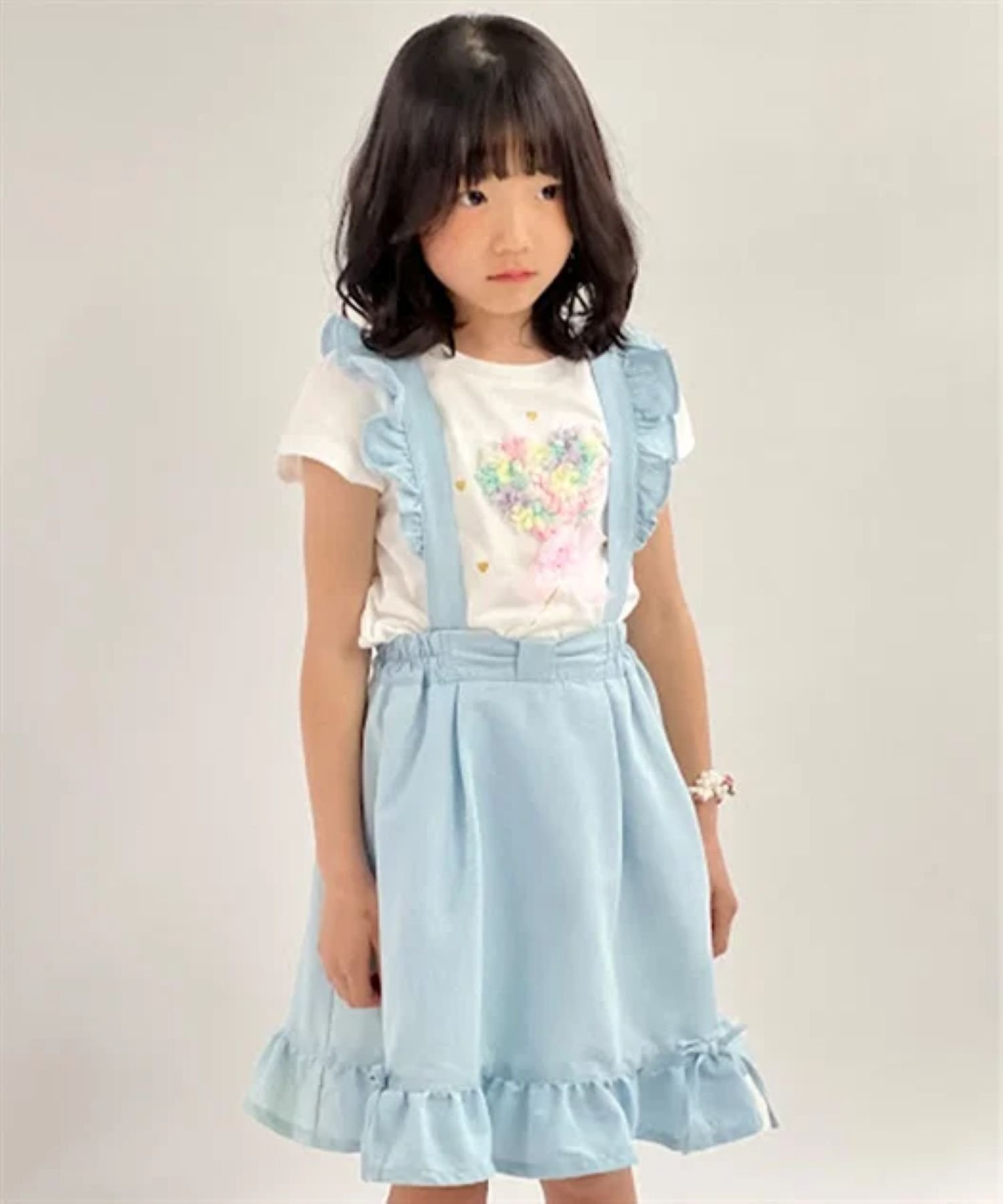 Джинсовая юбка с подтяжками и лямками Axes femme kids, Bleach — фото 2