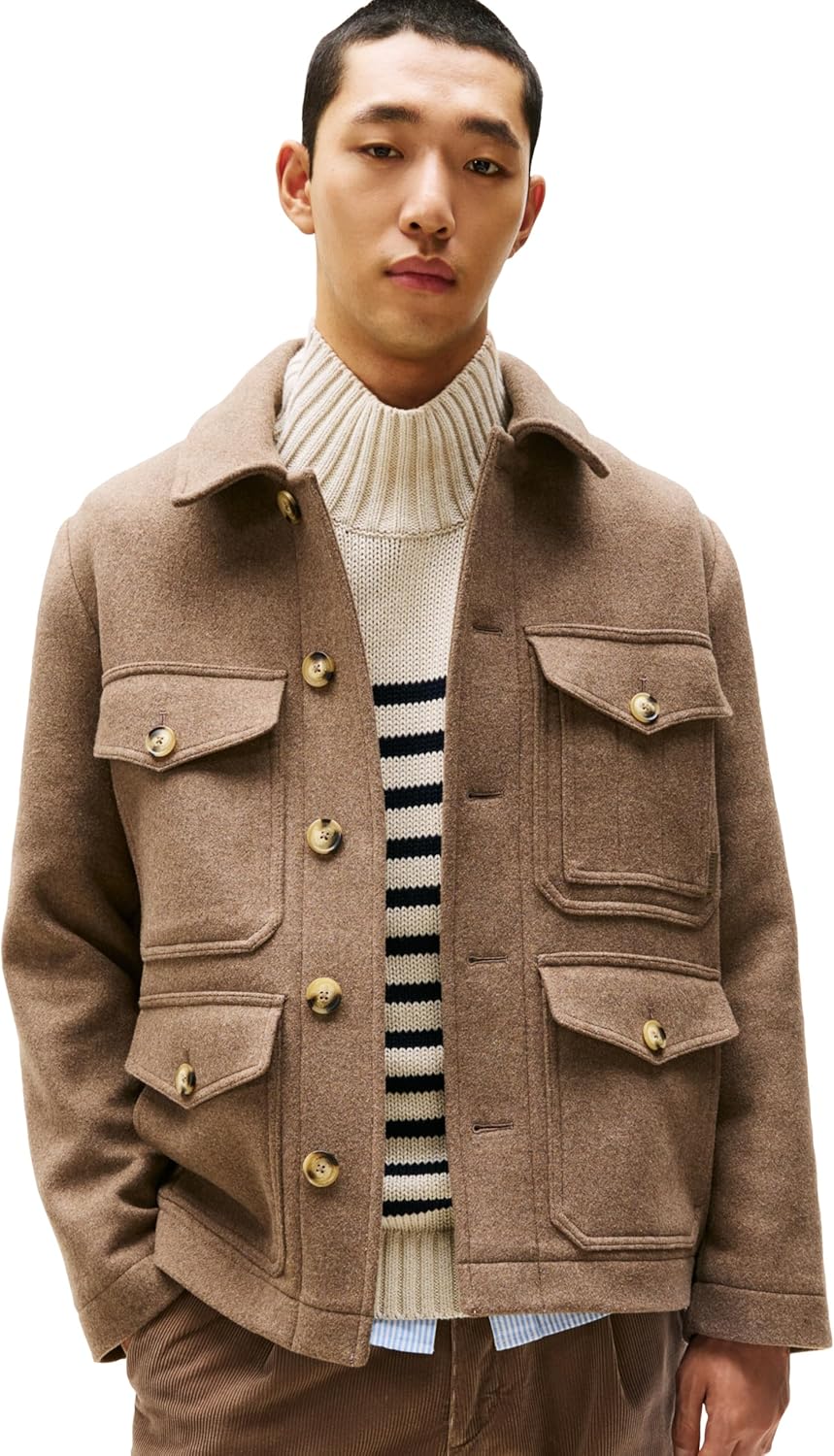 

Мужская шерстяная куртка Tommy Hilfiger с четырьмя карманами и пуговицами, Coastal Taupe