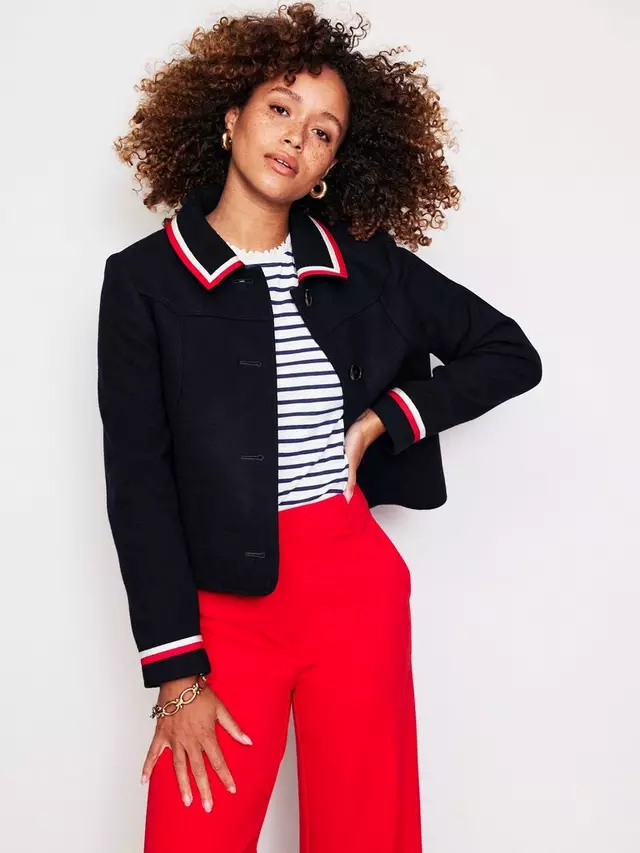 

Куртка Boden Oxford Melton Contrast Stripe Wool Blend, темно-синий