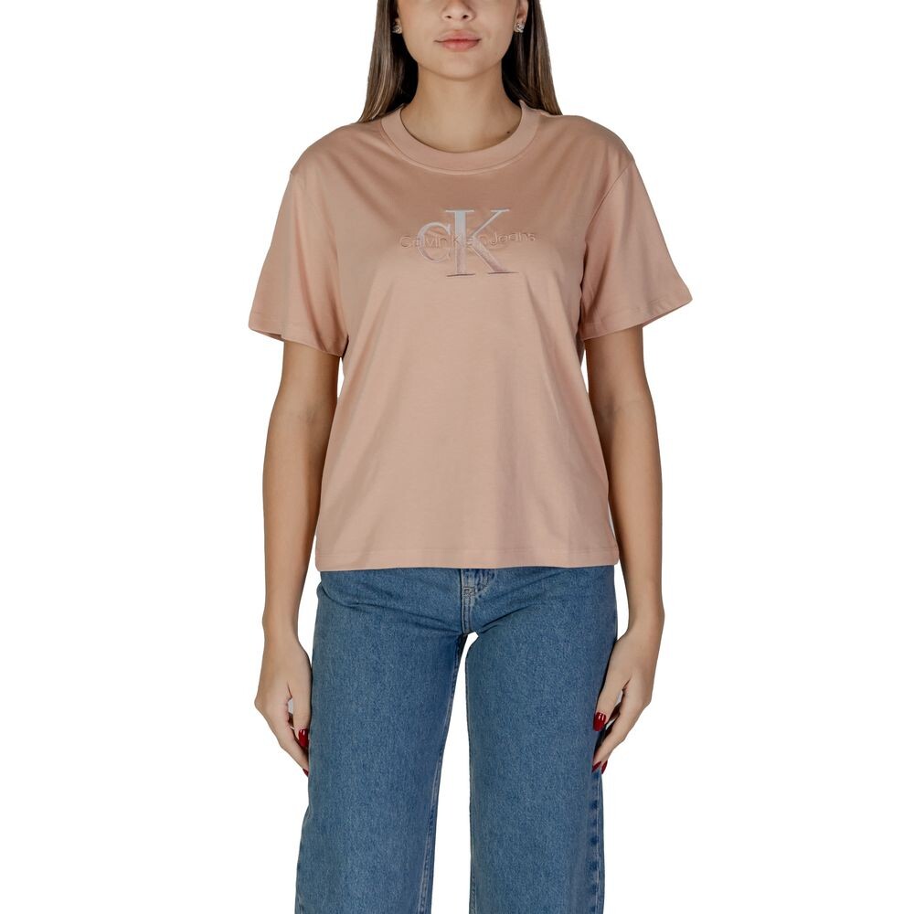 

Розовые хлопковые топ и футболка Calvin Klein Jeans