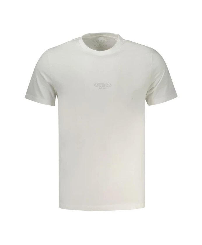 

Белая хлопковая приталенная футболка Guess, белый