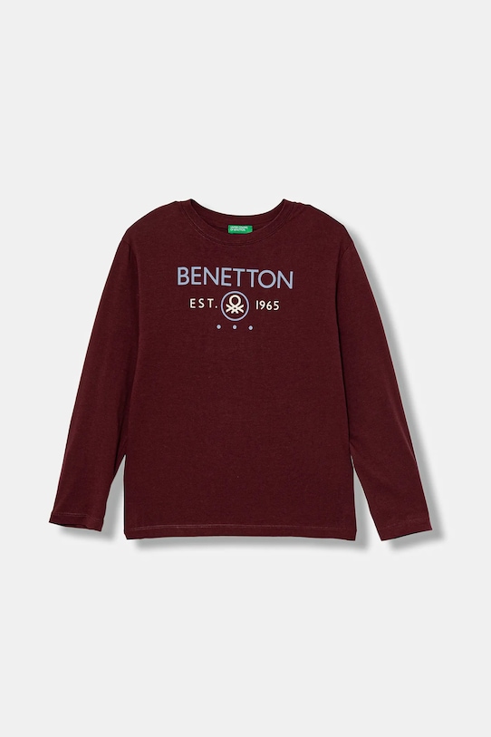 

Детская хлопковая кофта с длинным рукавом United Colors Of Benetton, бордовый