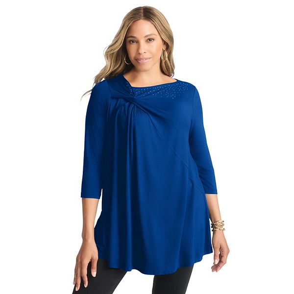 

Женская туника-трапеция с запахом plus size Jessica London, Dark Sapphire Gems