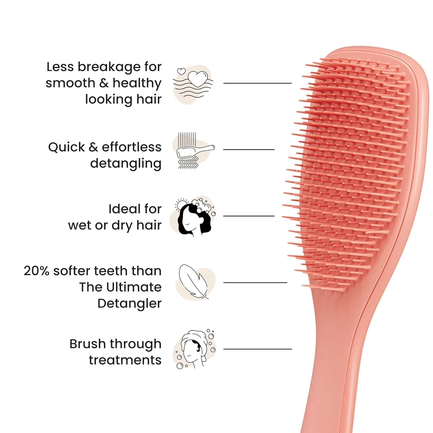 Расческа Tangle Teezer The Fine and Fragile Ultimate Detangler для влажных и сухих волос Tangle Teezer, Sweet Cinnamon — фото 4