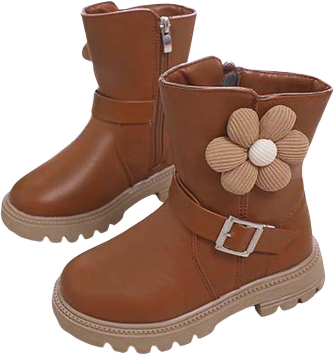 

Девочкам Ботинки Регулируемая Пряжка Мягкий Каблук Ботинки Комбат Молния Лодыжка Средние Сапожки Платформа 2025 Осенние Ботильоны Generic, Brown