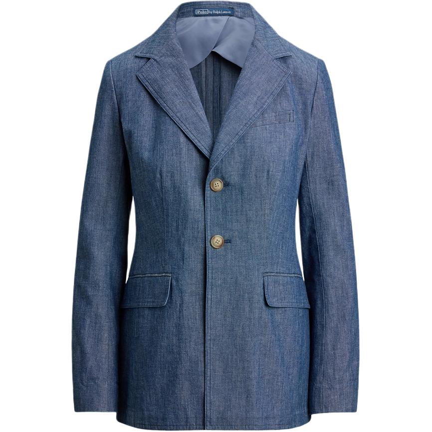 

Однобортный блейзер из шамбре Polo Ralph Lauren, темно синий