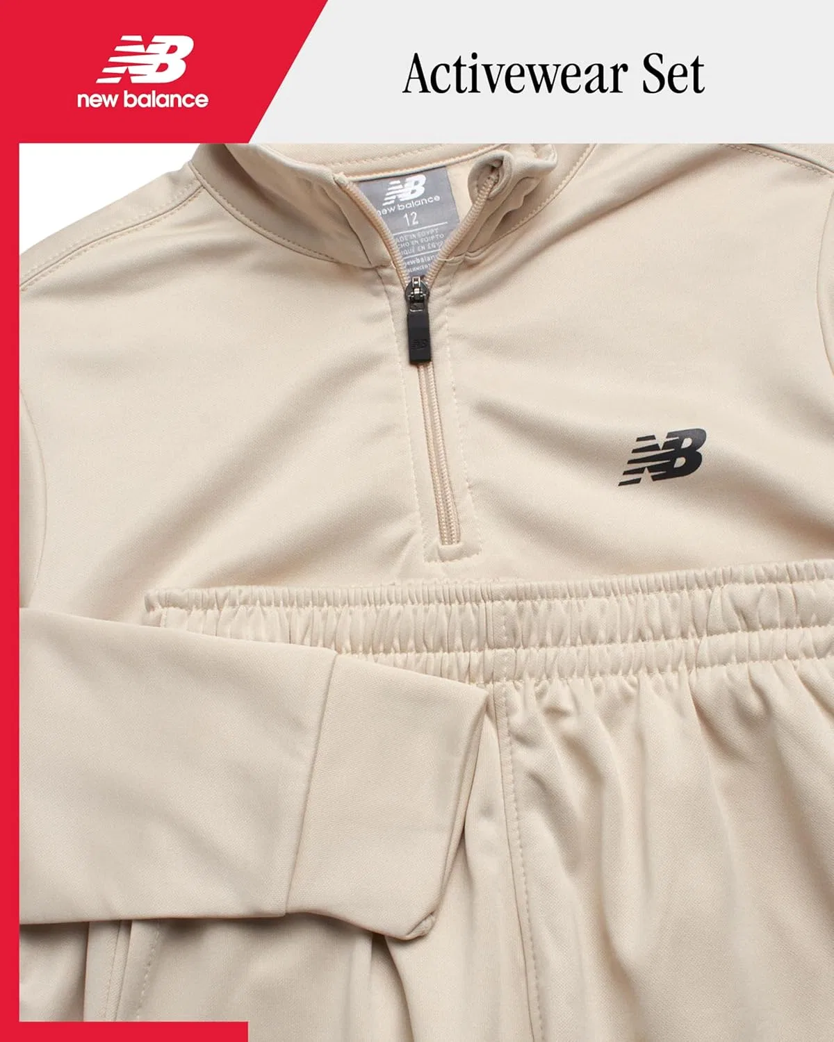Детский спортивный костюм New Balance, флисовая куртка и джоггеры, Timberwolf Tan — фото 2
