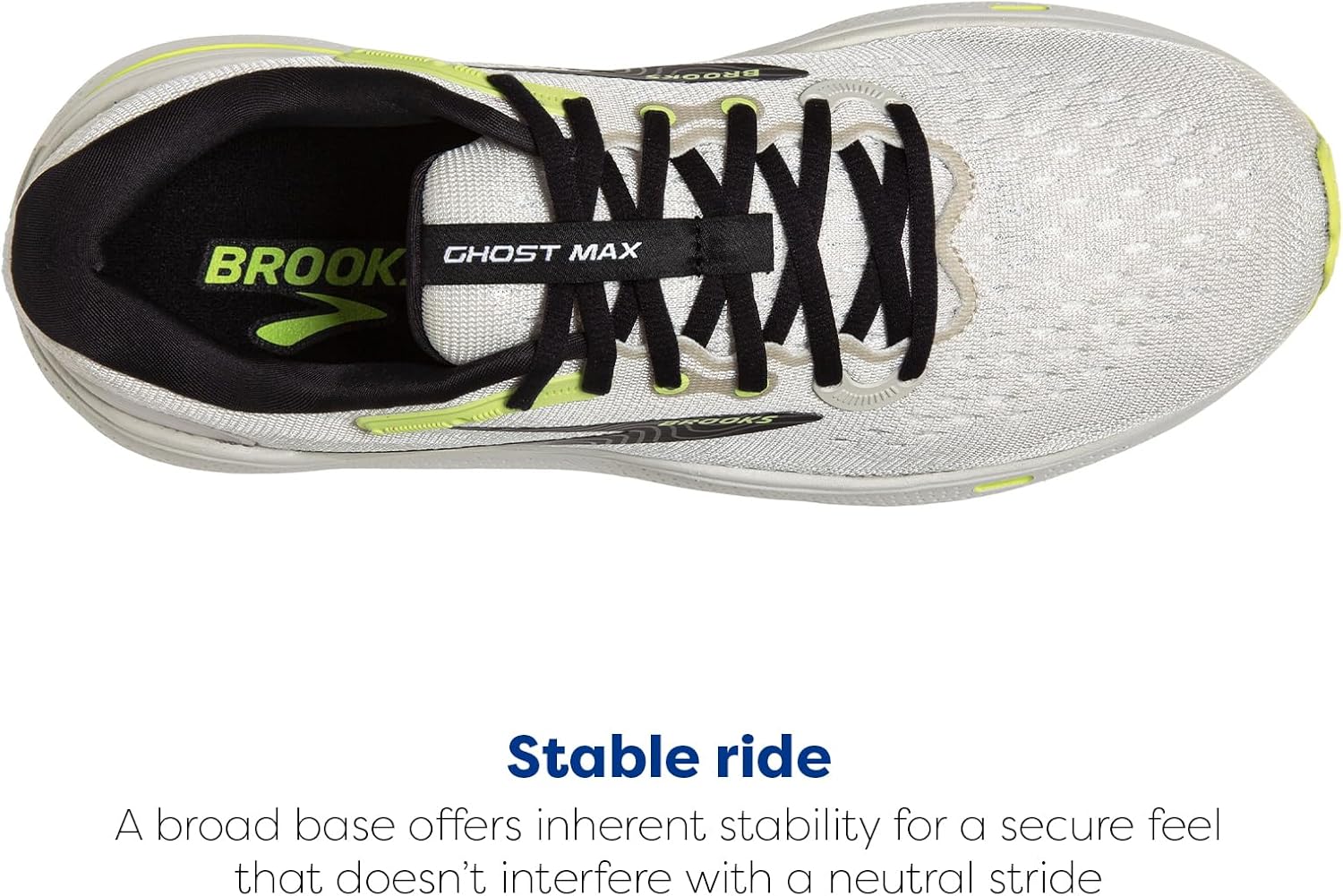 Мужские кроссовки Brooks Ghost Max Cushion для бега и ходьбы, нейтральная посадка, черный/зеленый/серый — фото 4