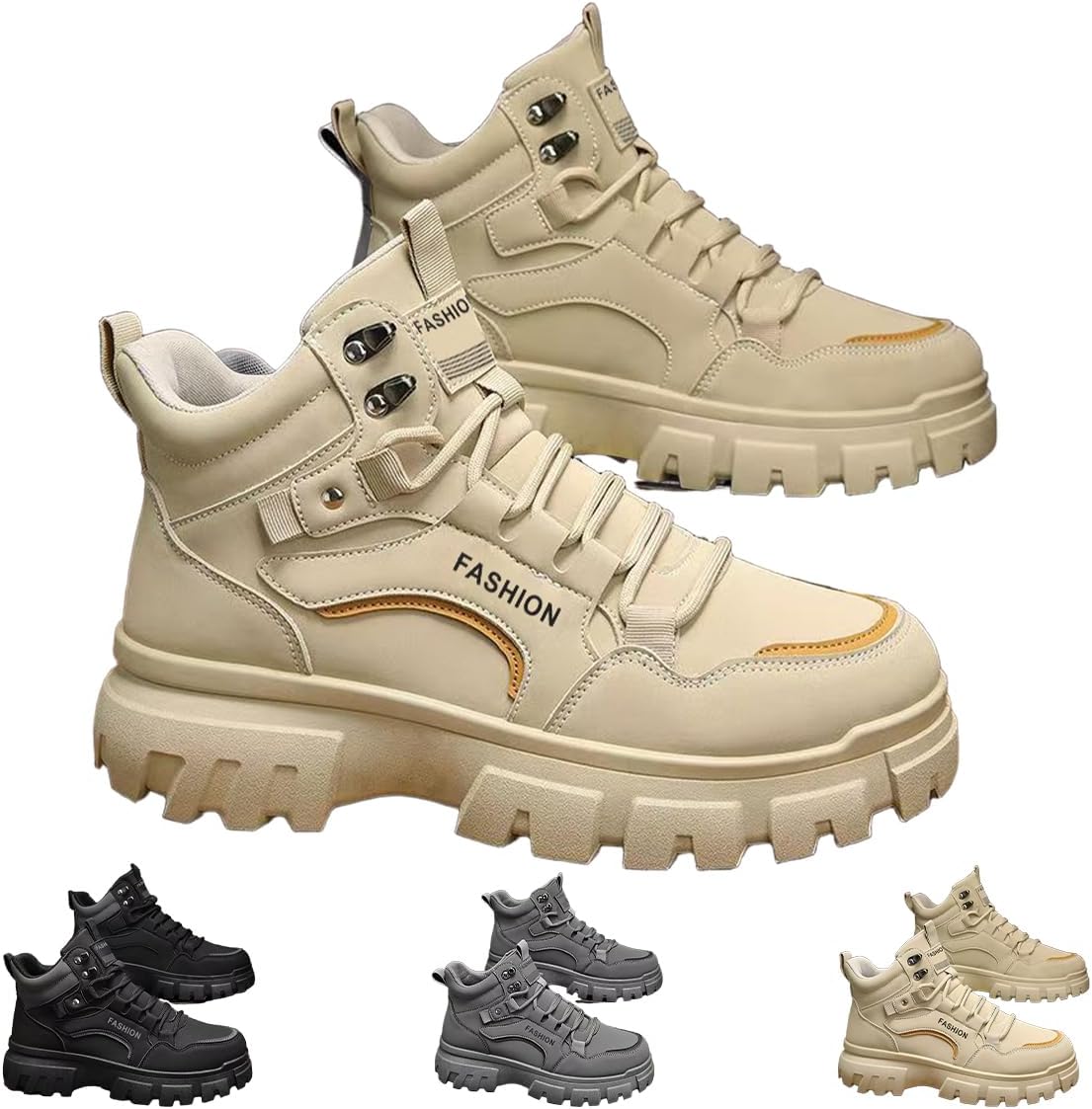 

Мужские зимние снежные ботинки - повседневные и снежные кроссовки, мужские ботинки на шнуровке, противоскользящие кроссовки, водонепроницаемая обувь для ходьбы в холодную погоду Generic, хаки