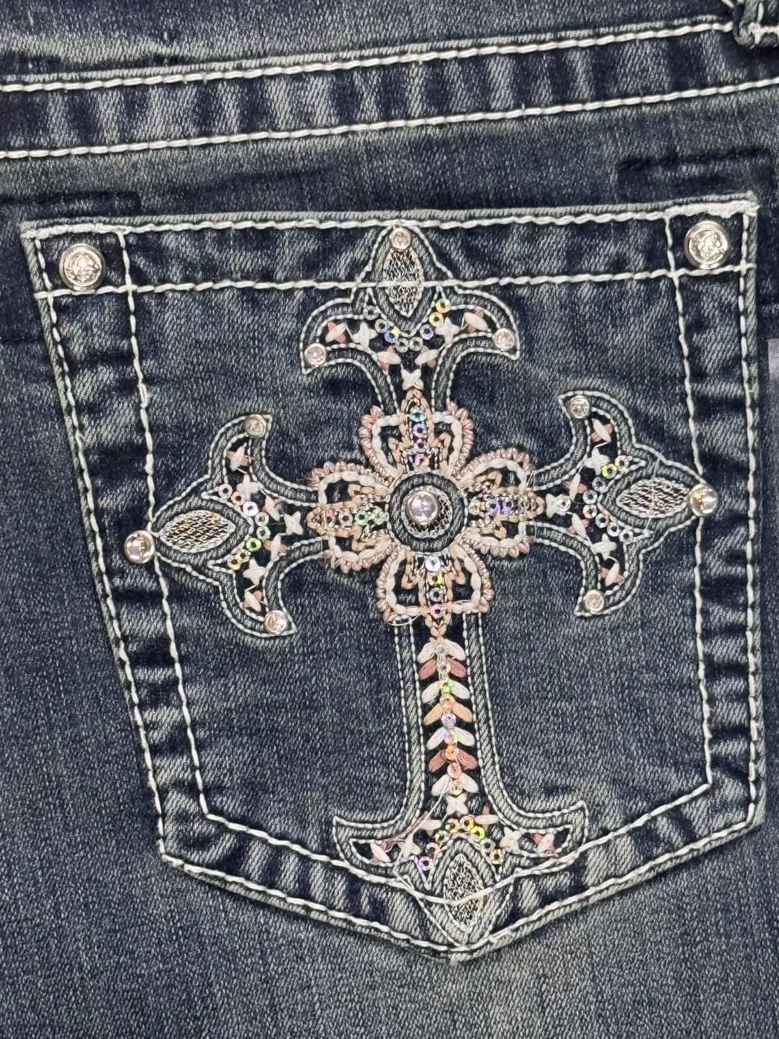 Женские джинсы Grace In LA HIGHWAIST CROSS BELL BOTTOM FLARE Generic, Medium Wash — фото 2