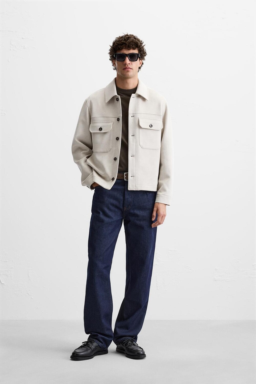 

Рубашка из искусственной замши ZARA, песок