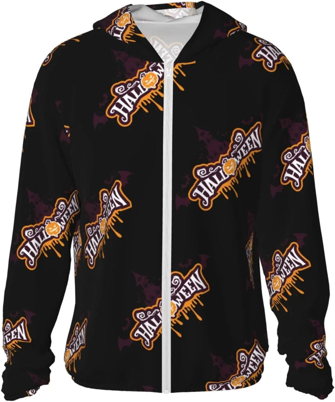 Толстовка с капюшоном Halloween Pattern, защита от солнца, легкая, на молнии
