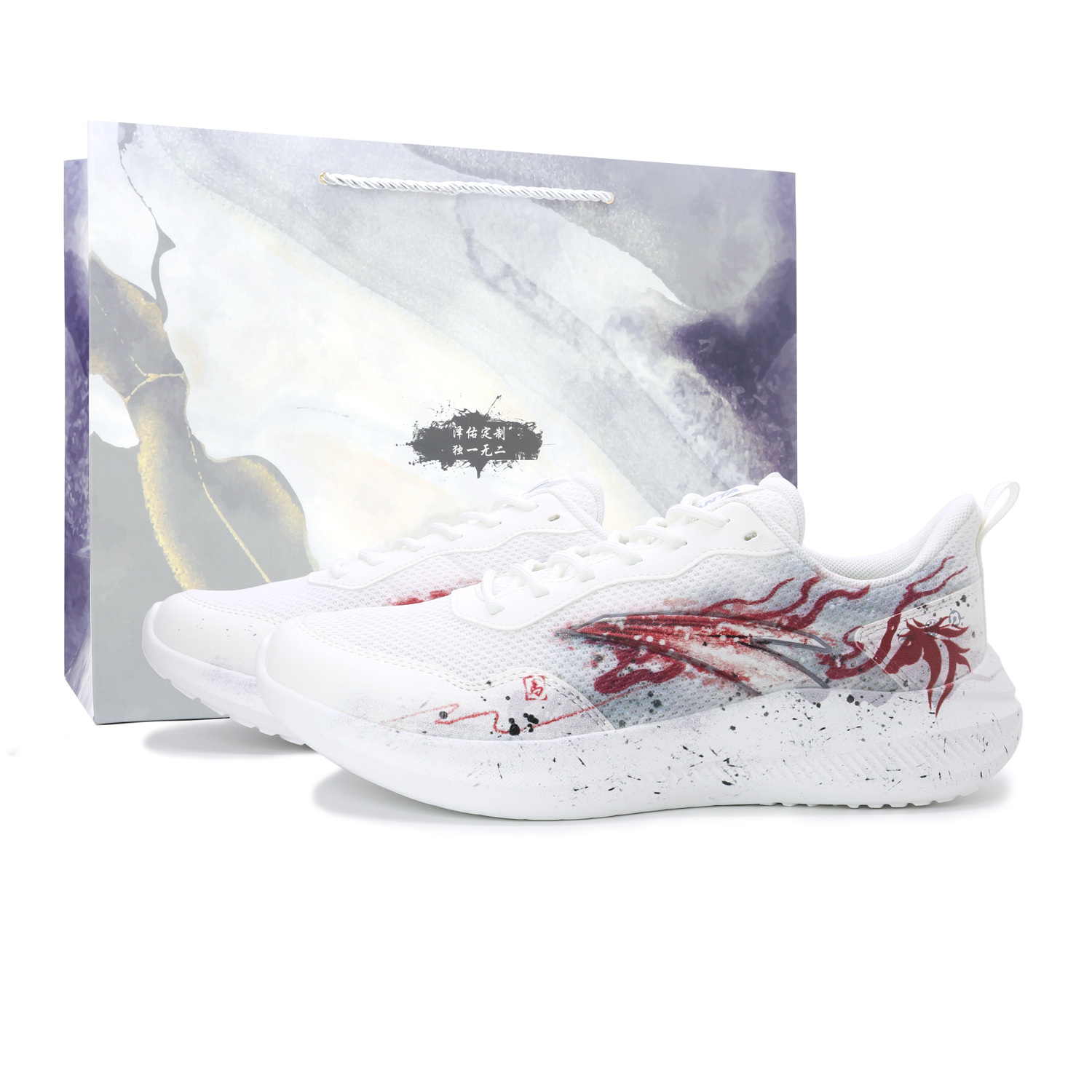 

ANTA Кроссовки мужские low top EVA, бренд Sky Mesh, цвет red gray white, износостойкие и легкие для города и бега