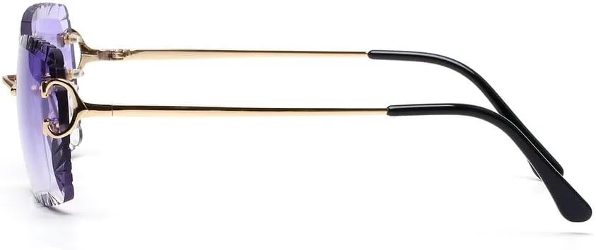 

Роскошные солнцезащитные очки без оправы с нейлоновыми линзами и бриллиантами, модные очки с квадратными металлическими дужками для мужчин и женщин GHVWYX, Brown