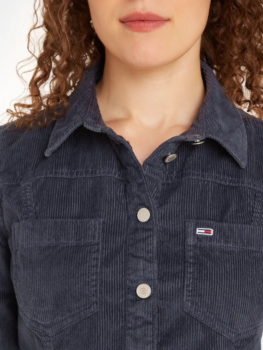 Вельветовое платье Tommy Jeans "TJW SLIM LS WASHED CORD DRESS", из модного вельветового материала, синий — фото 3