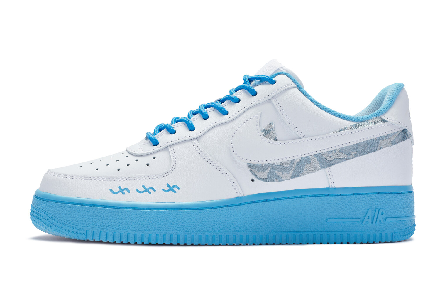 Кроссовки Nike Air Force 1 Skateboard Shoes Women's Low-Top White Blue, белые/синие