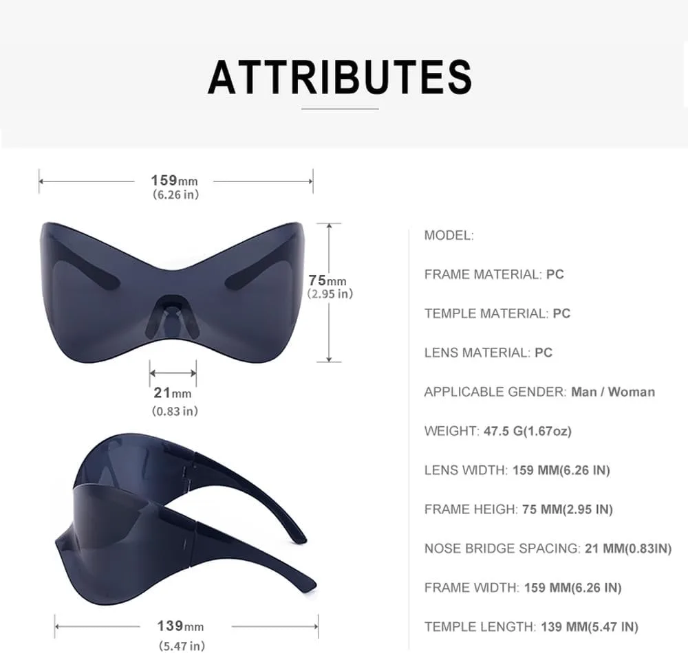 

Большие солнцезащитные очки-щитки без оправы, в стиле панк, для женщин и мужчин, цельные солнцезащитные очки, винтажные солнцезащитные очки WNCKSQ, C3red