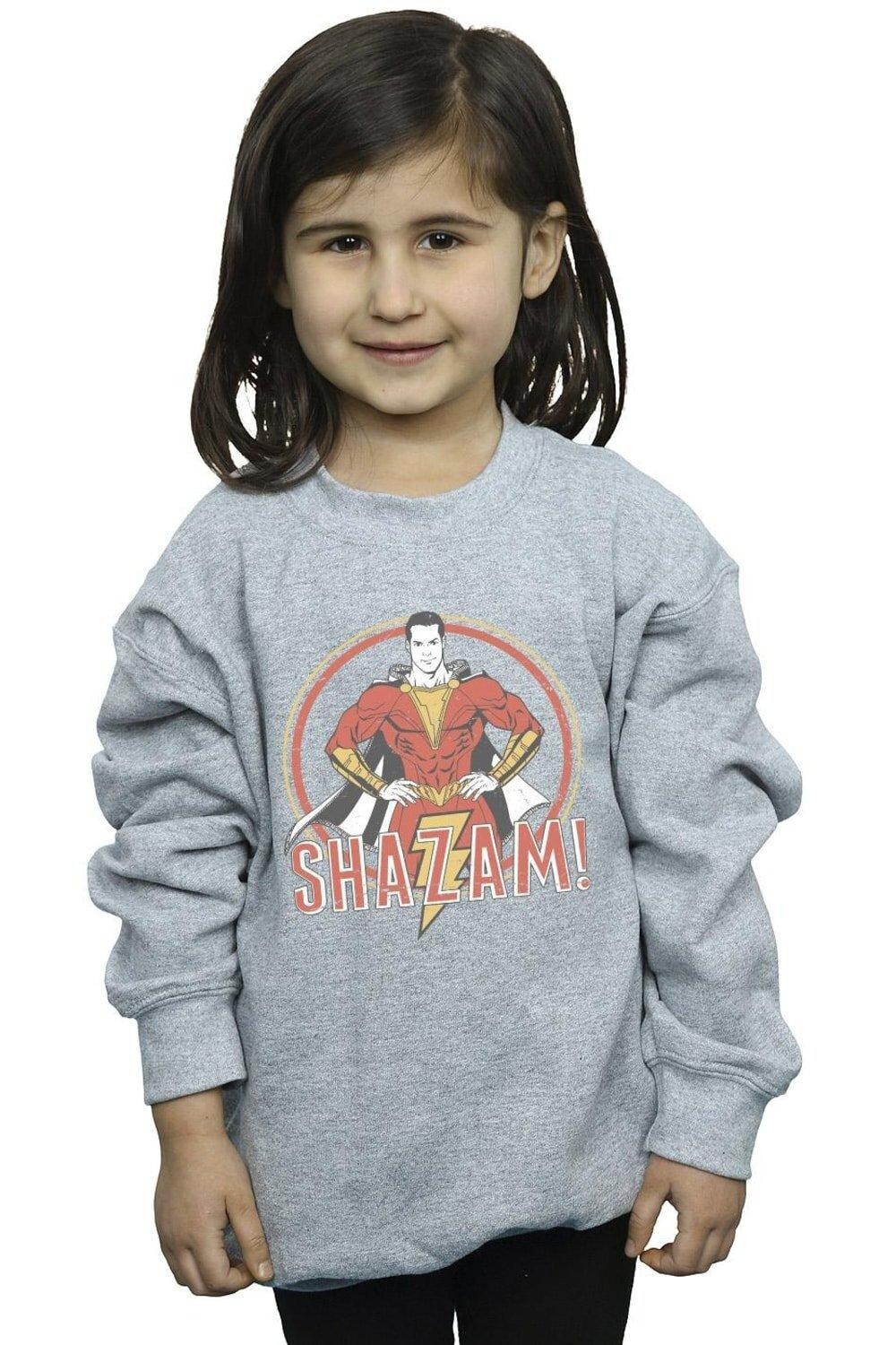 

Толстовка Shazam Retro Circle с эффектом потертости DC Comics, серый