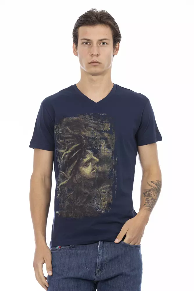 

Синяя хлопковая мужская футболка Trussardi