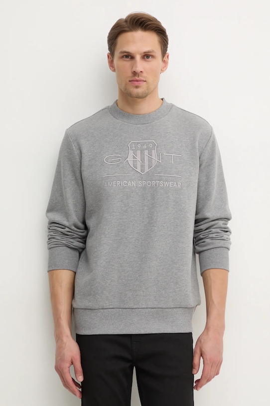 

Хлопковая толстовка Gant, серый