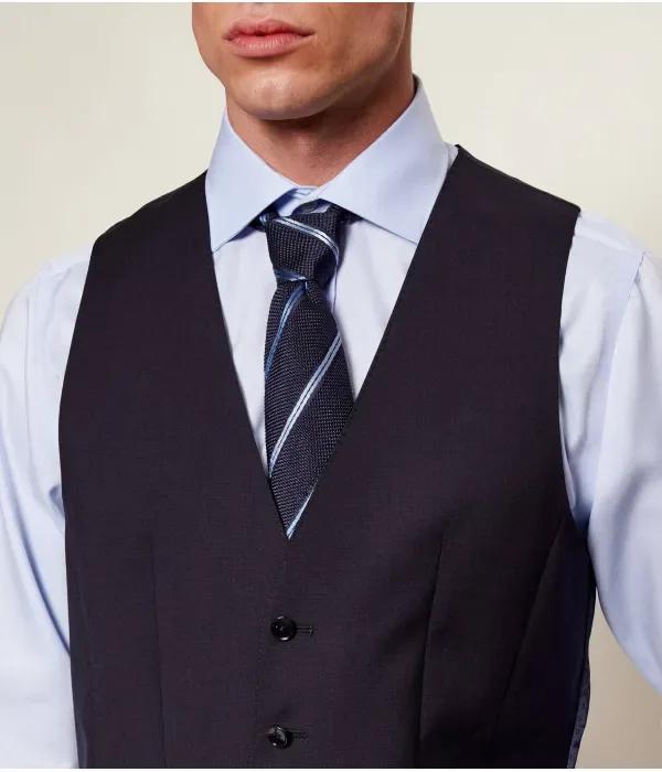 Огромный шерстяной жилет slim fit Boss, темно-синий — фото 4