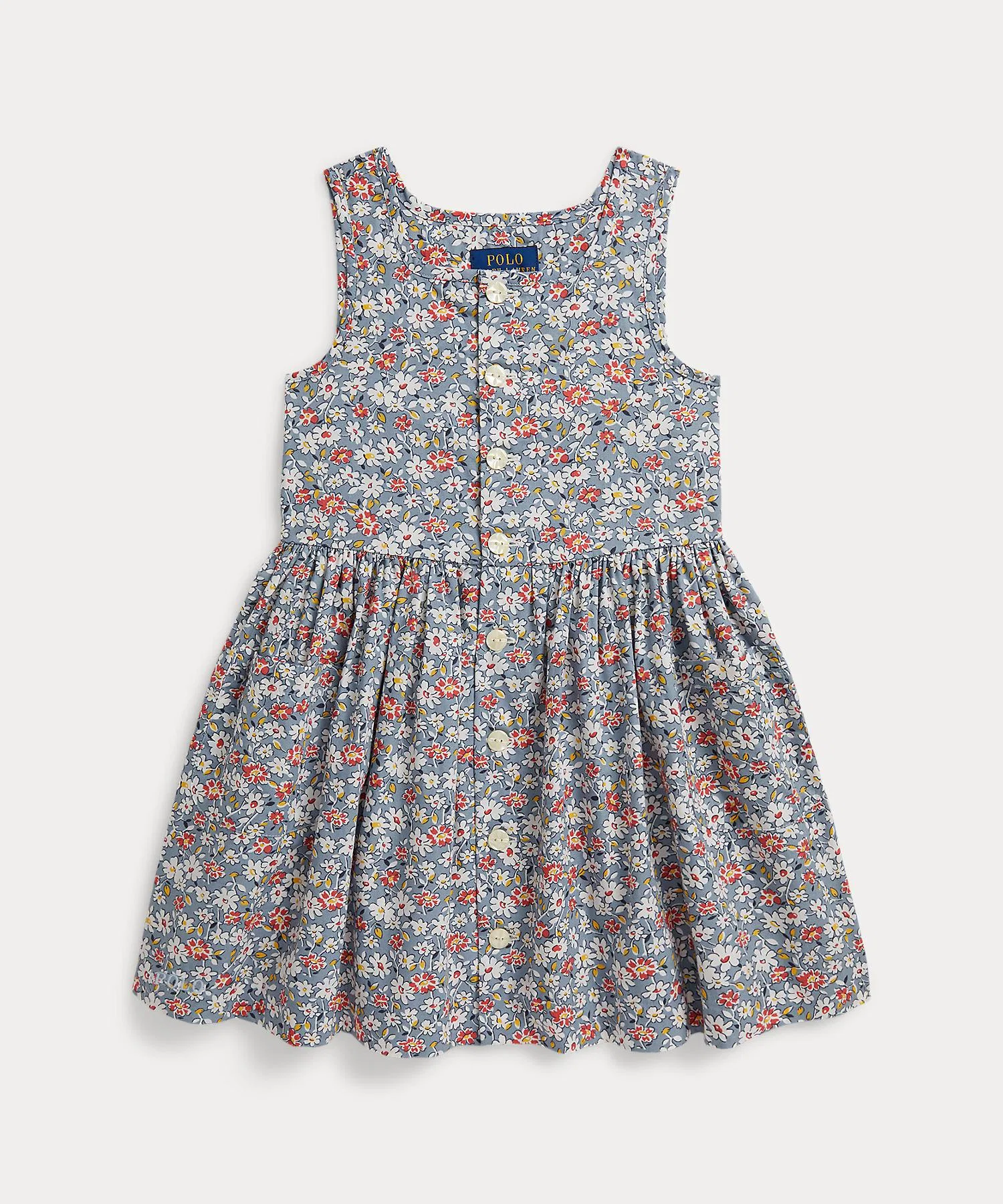 Детское платье POLO RALPH LAUREN CHILDRENSWEAR хлопковое с цветочным принтом синее