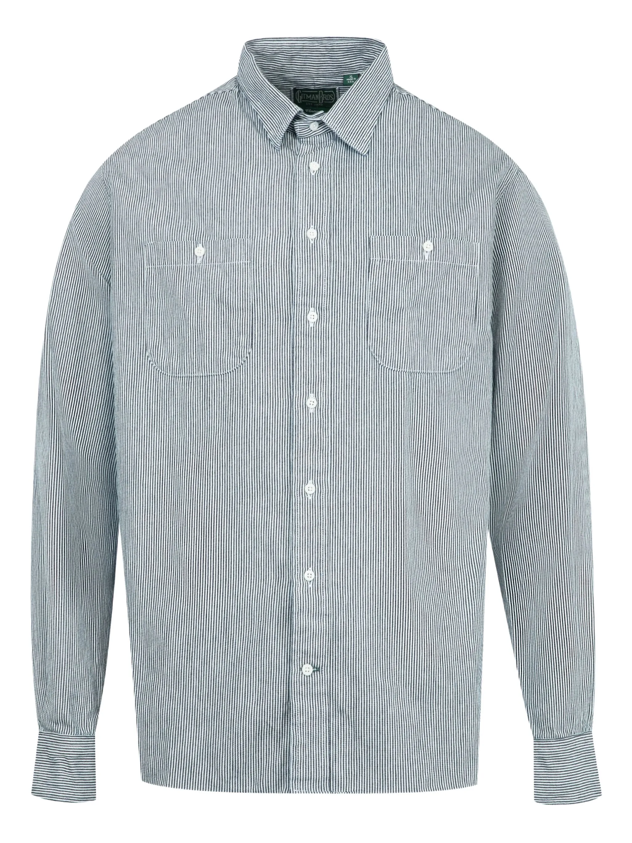 

Джинсовая рубашка с карманом в полоску Gitman Bros, синий