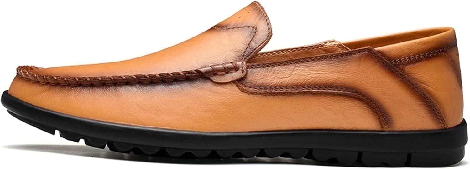 Мокасины мужские из натуральной кожи, желтые DHFIRUFSHLO — фото 3