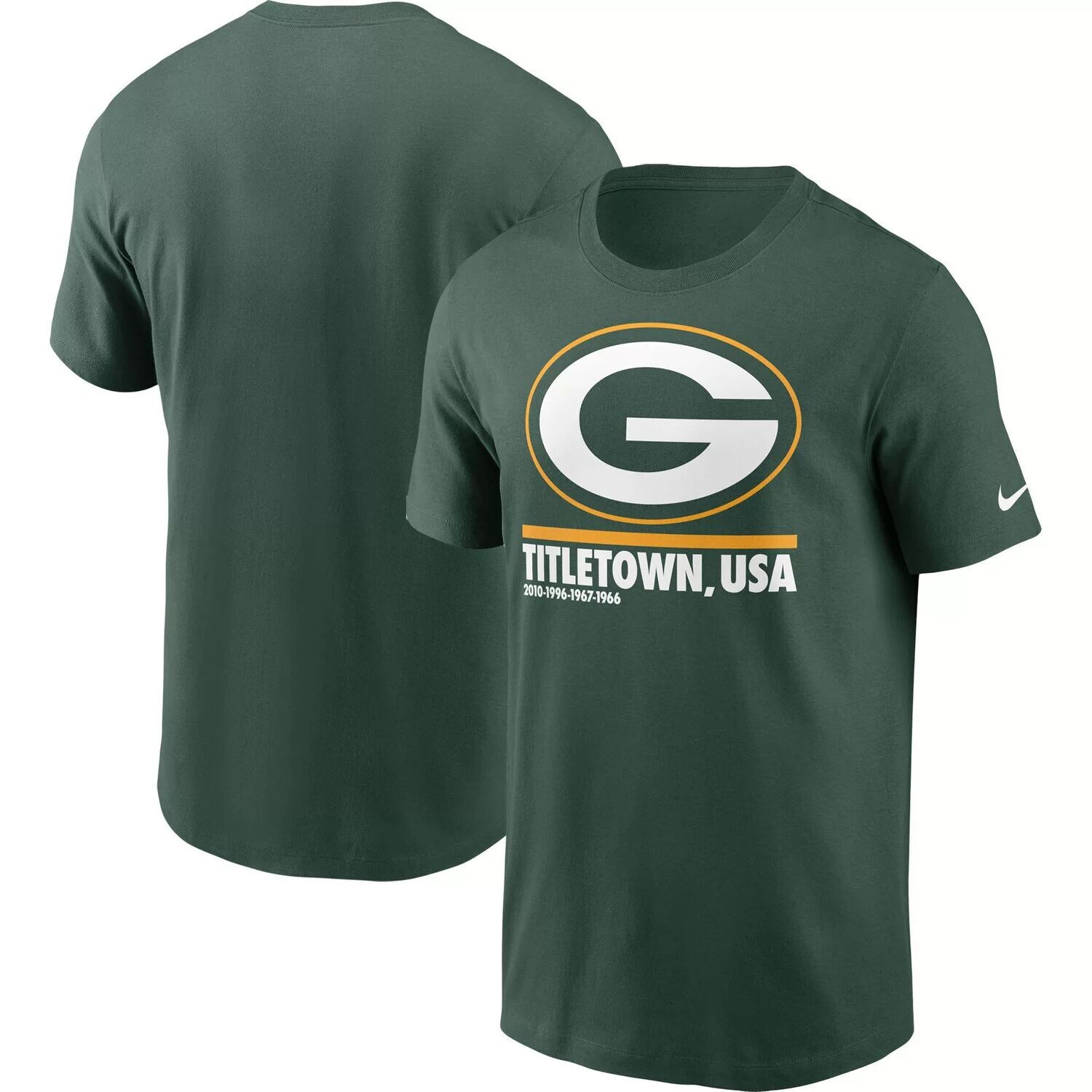 

Мужская футболка Nike Green Green Bay Packers Hometown Collection Title Town