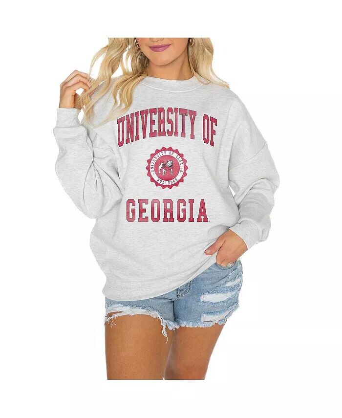 

Женская флисовая толстовка-пуловер Steel Georgia Bulldogs Good Vibes Premium с заниженными плечами Gameday Couture