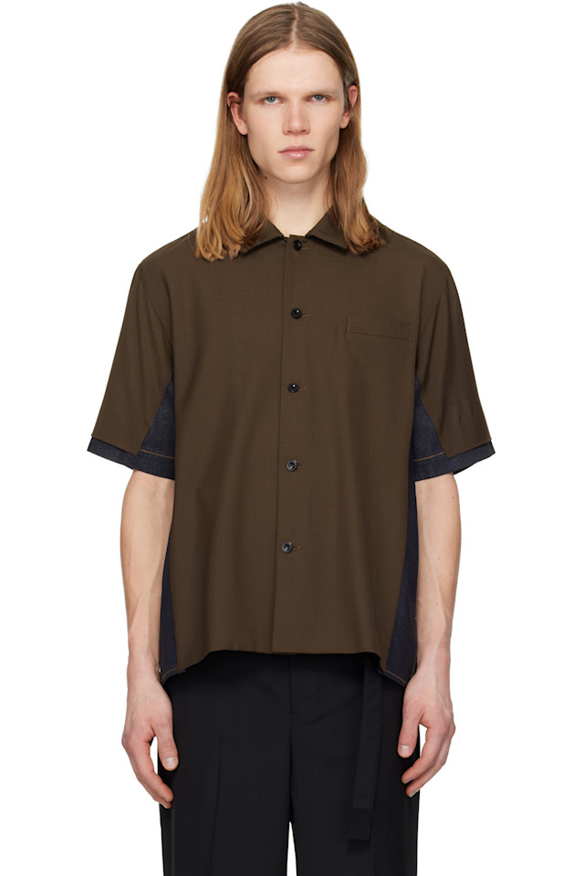 

Sacai Джинсовая рубашка коричневого и синего цвета