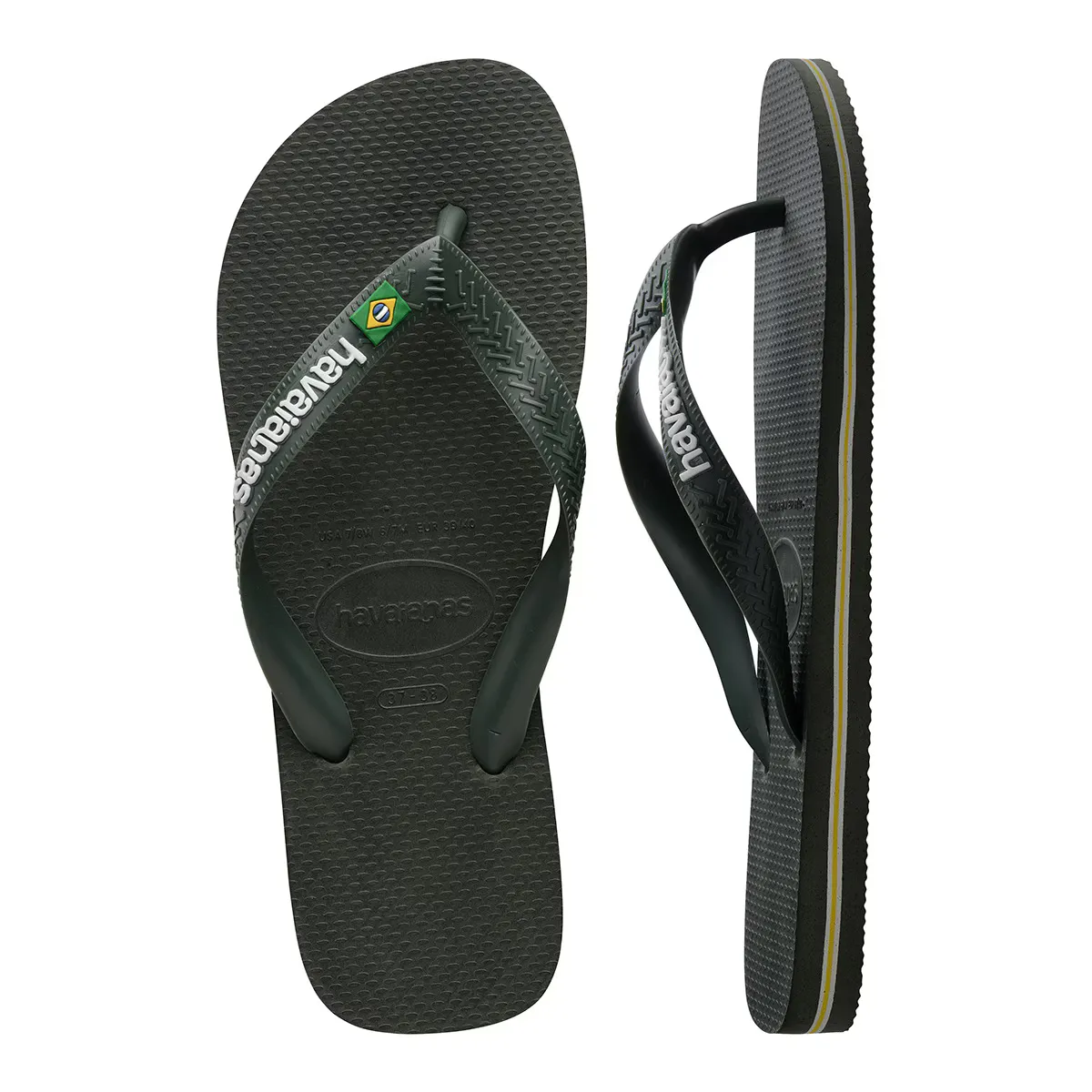 Унисекс Бразилия Логотип Havaianas Плавательные Шлепанцы, зеленый — фото 2
