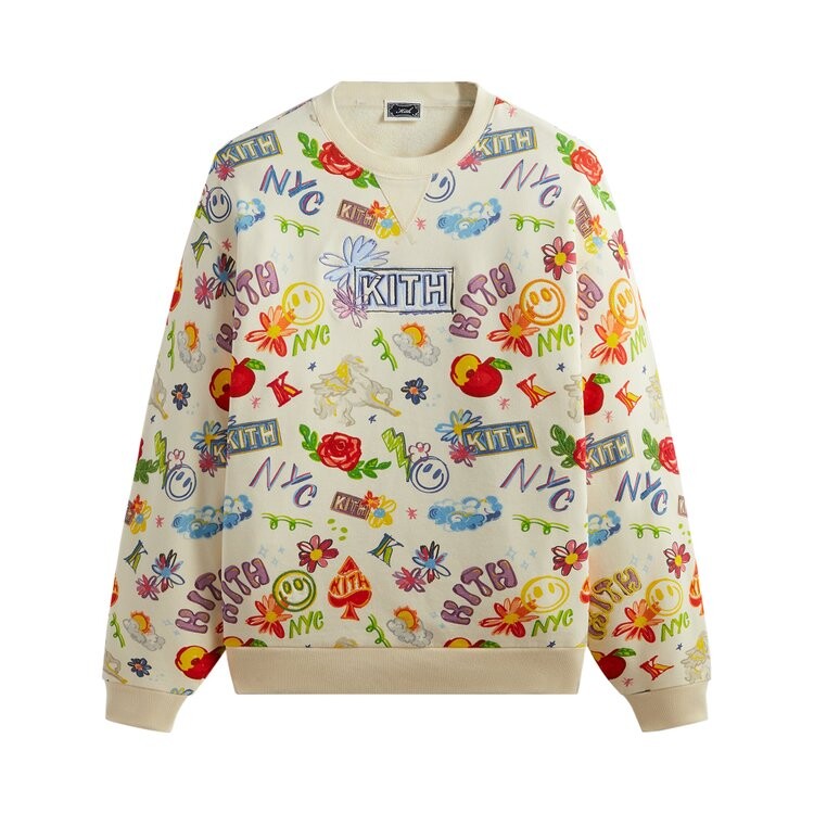 

Толстовка Kith Sketchbook Nelson Crewneck, кремовый, Серый, Толстовка Kith Sketchbook Nelson Crewneck, кремовый