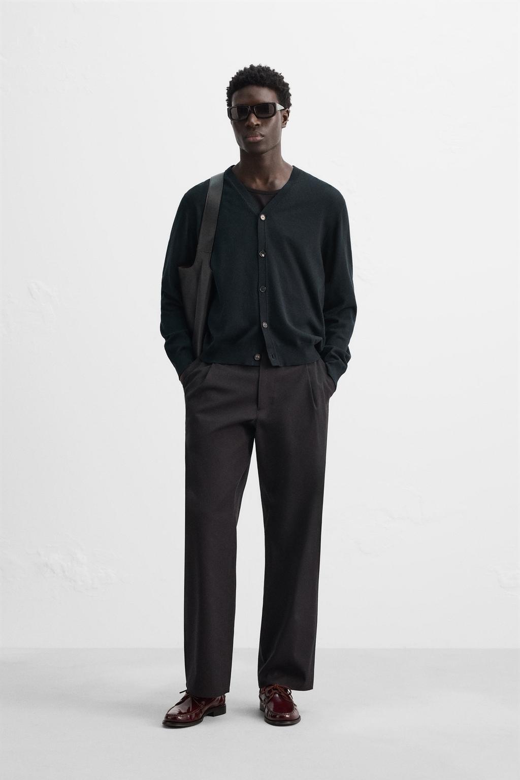 

Кардиган из хлопчатобумажной шерсти ZARA, цвет Dark navy