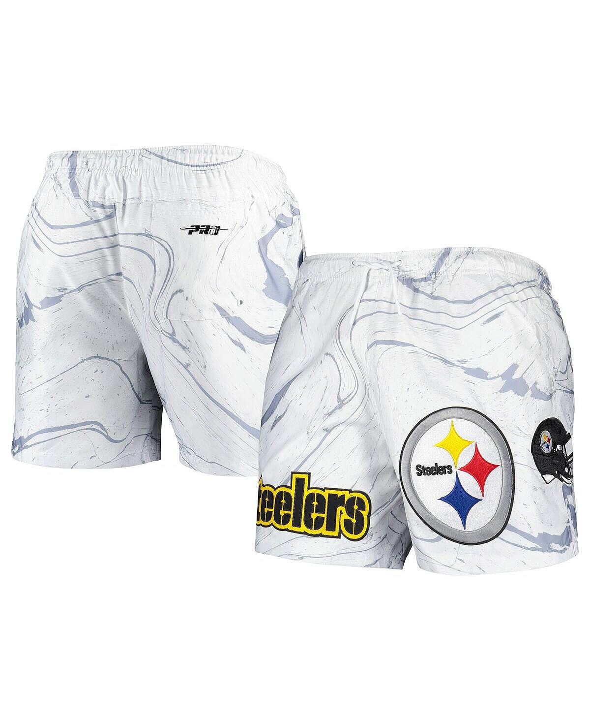

Мужские белые шорты Pittsburgh Steelers с мраморным принтом Pro Standard