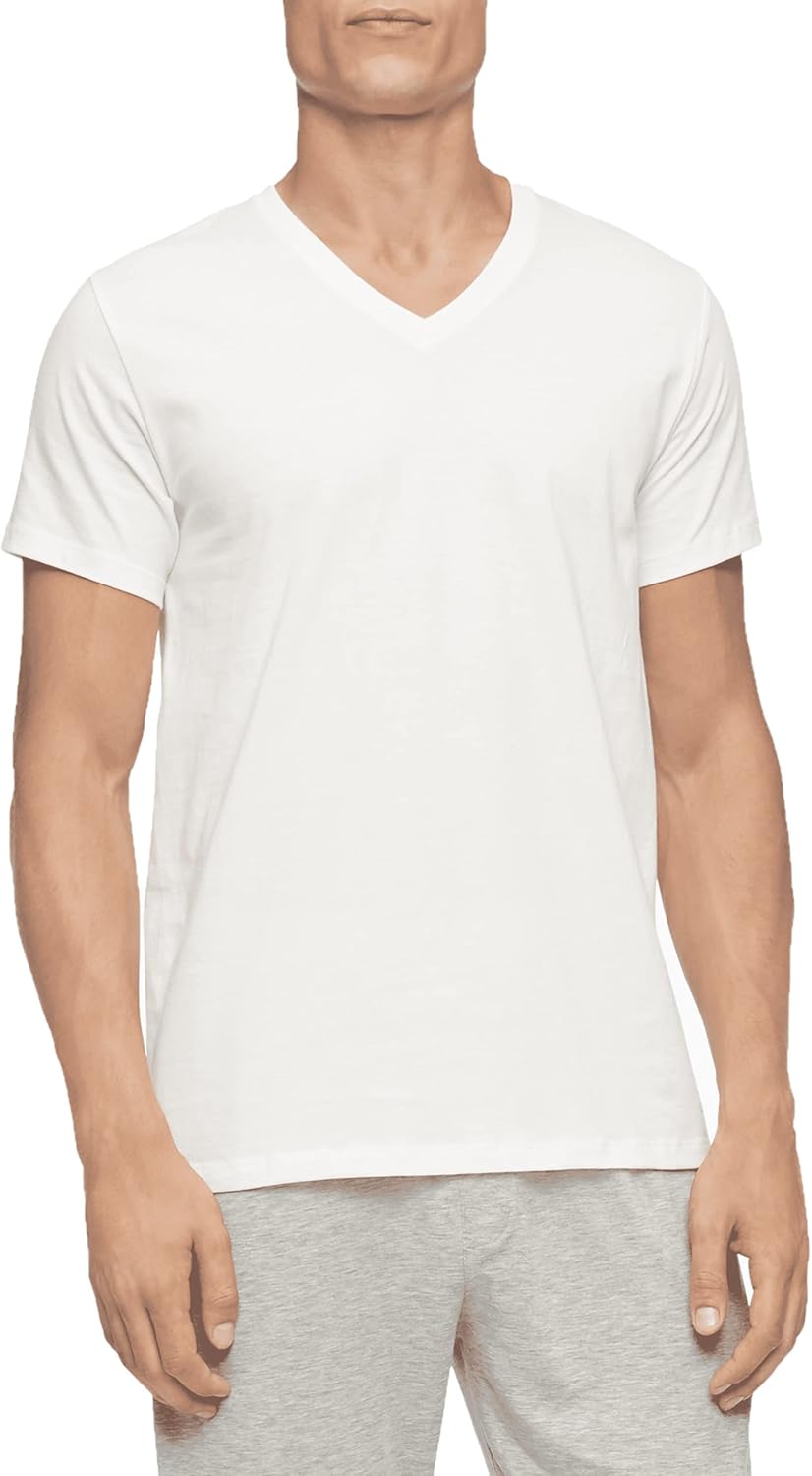 Комплект из 5 мужских классических хлопковых маек Calvin Klein, 5 Classic White Vneck — фото 2