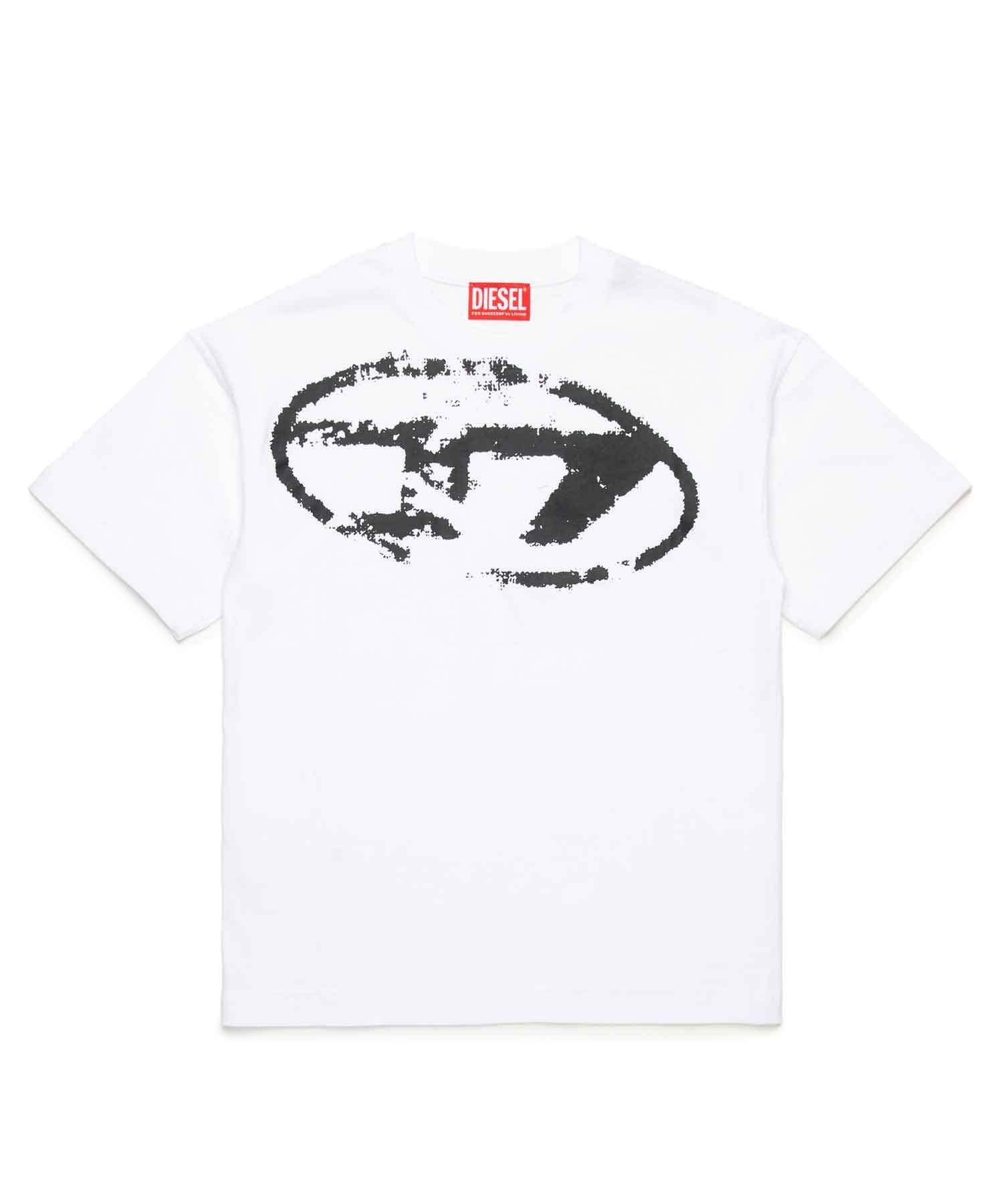 Детская футболка с коротким рукавом и одним логотипом бренда DIESEL, White