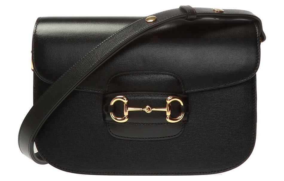 

GUCCI Кожаная сумка-седло Horsebit 1955 через плечо женская black