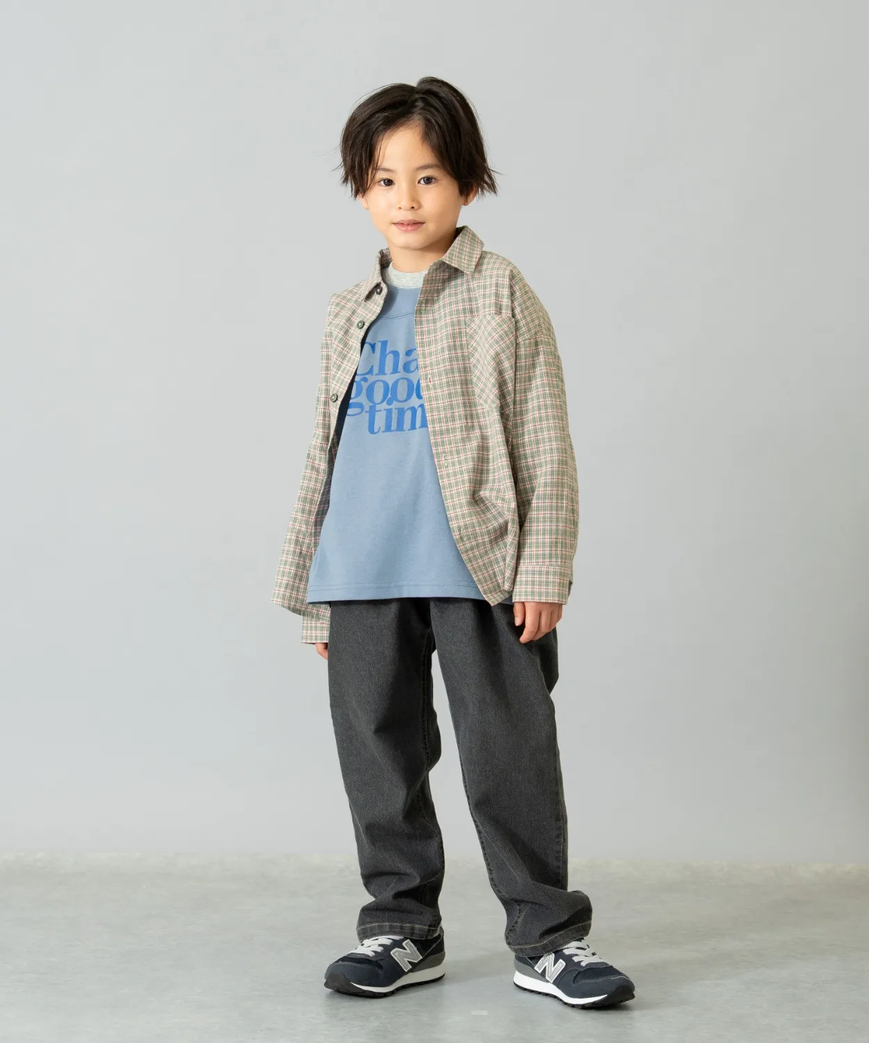 Детские джинсы с сужающимся кроем Denim Tapered Pants and D. petit main серые — фото 4