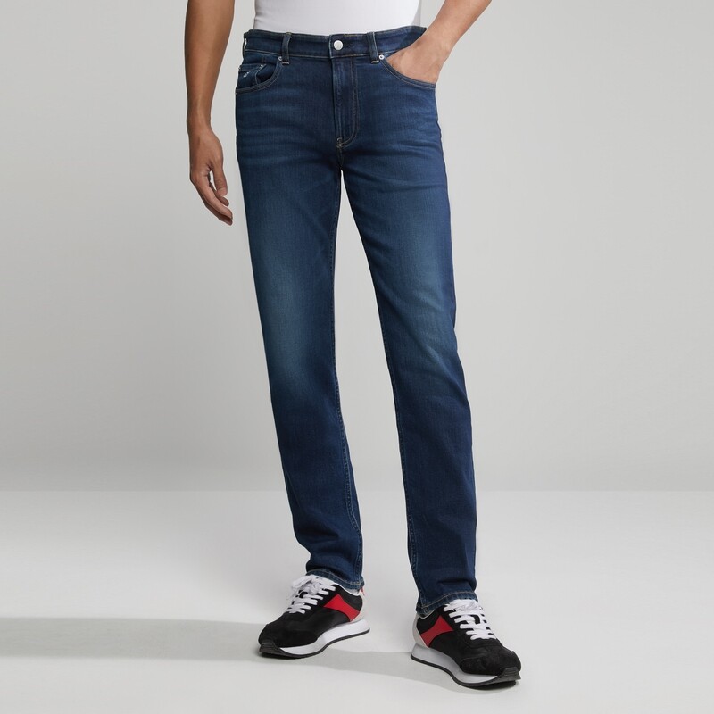 

Джинсы потертые мужские Calvin Klein Jeans с нашивкой, сине-черный