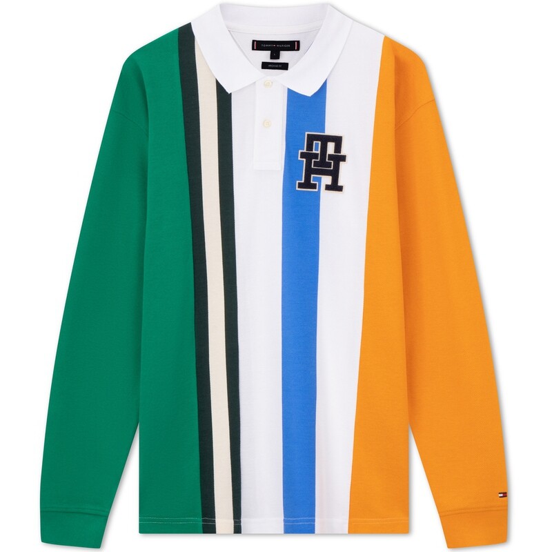Полосатая рубашка-поло из пике Tommy Hilfiger, зеленый
