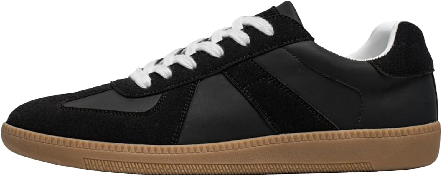 

Модные кроссовки, кожаные ретро-кроссовки на шнуровке для ходьбы для женщин и мужчин, удобная повседневная обувь, размеры 7-9,5 Generic, черный