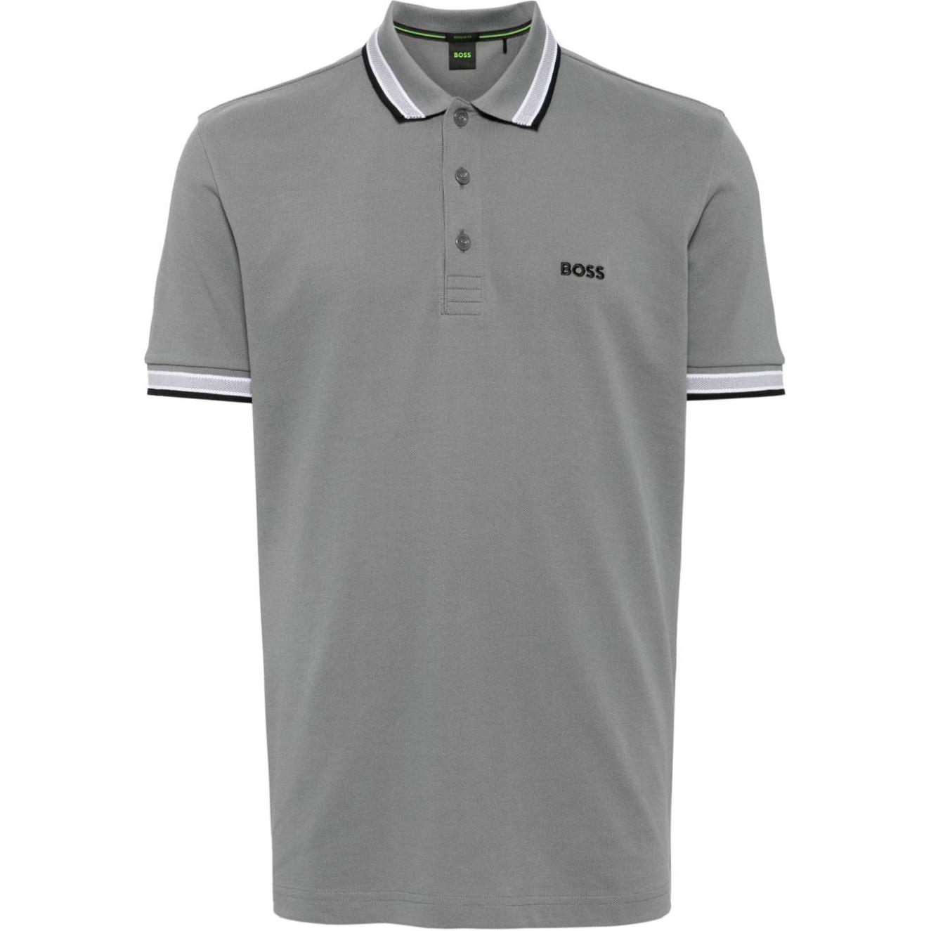

Поло с короткими рукавами и вышитым логотипом HUGO BOSS, серый